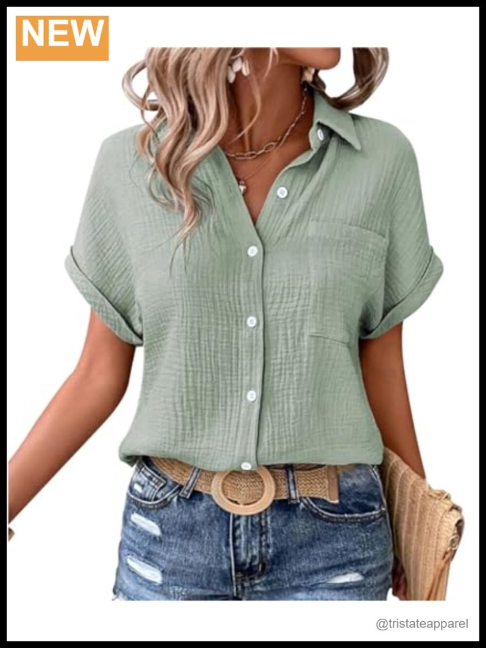 Women's Short Sleeve Cotton Linen Button Down Shirt Casual Blouse
